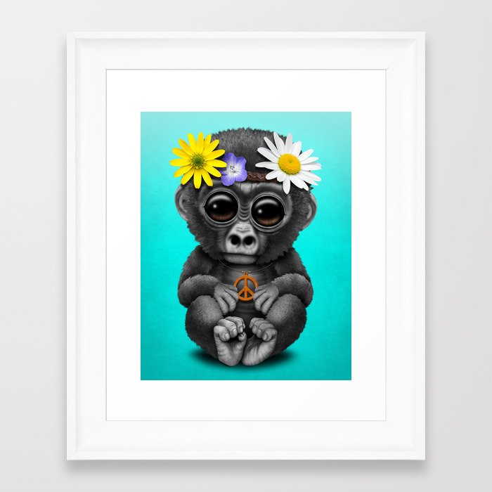 Cute Baby Gorilla Hippie Cutting Board by Jeff Bartels