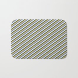 [ Thumbnail: Light Slate Gray, Lavender, Dark Olive Green, and Tan Colored Lines/Stripes Pattern Bath Mat ]