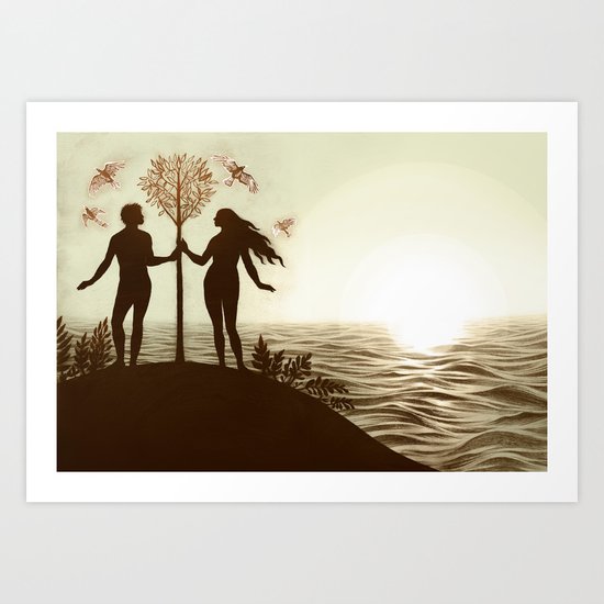 Adam and Eve (Landscape) Art Print