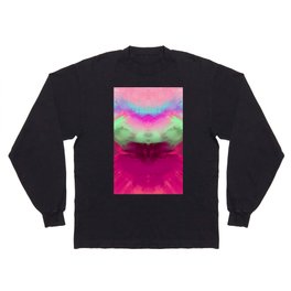 Pink Mountain Skies Abstract Design Long Sleeve T-shirt