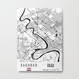 Baghdad, IRAQ Road Map Art - Earth Tones Metal Print | Earthtones, Tigris, Baghdadcitymap, Mesopotamia, Minimalist, Baghdadroads, Baghdadcoordinates, Baghdadiraq, Baghdadtouristmap, Baghdadmap 