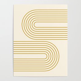 Geometric Lines Rainbow 2 in Retro Gold Shades Poster