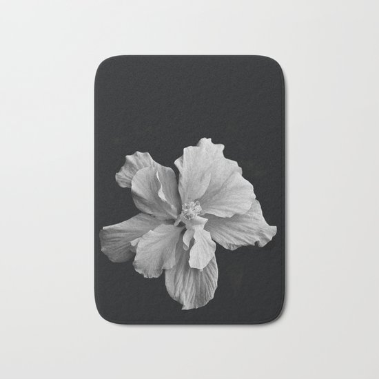 Hibiscus Drama Study - Black & White High Impact Photography Bath Mat