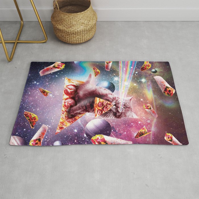 Outer Space Pizza Cat - Rainbow Laser, Taco, Burrito Rug