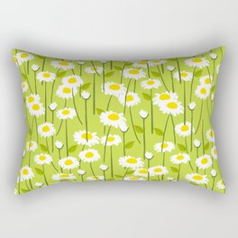 Retro Modern Summer Daisy Flowers On Light Green Rectangular Pillow