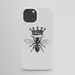 Queen Bee No. 1 | Vintage Bee with Crown | Black and White | iPhone Case