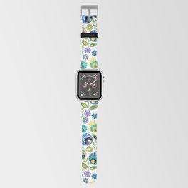 Wycinanki Floral on White Apple Watch Band