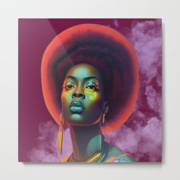 Afrofuturistic Sunchild Metal Print | Woman, Black Art, Afrofuturism, Black, Digital, Black Goddess, Afropunk, Graphicdesign, Halo, Black Woman 