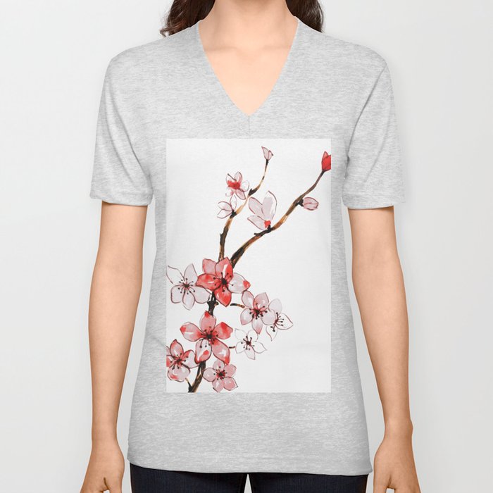 Cherry blossom 2 V Neck T Shirt