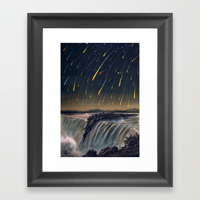 The Leonid meteor showers of 1833 over Niagara Falls by Edmund Weiss Framed Art Print