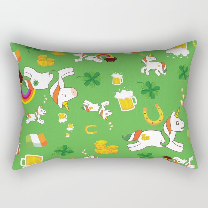 St. Patrick's Day Unicorn Pattern Rectangular Pillow
