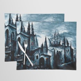 Medieval town in a Dark Fantasy world Placemat