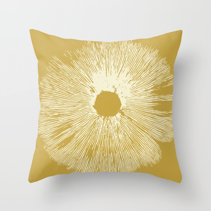 Mushroom Spore Print (Yellow) Throw Pillow