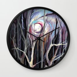 Cold Winter Night in Bold Dramatic Watercolor Style Wall Clock