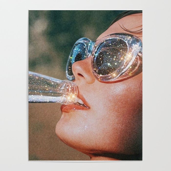 Summer vol.1 Poster | Collage, Drink, Water, Glasses, Shine, Sunshine, Summer, Glitter, Typography, Bottle