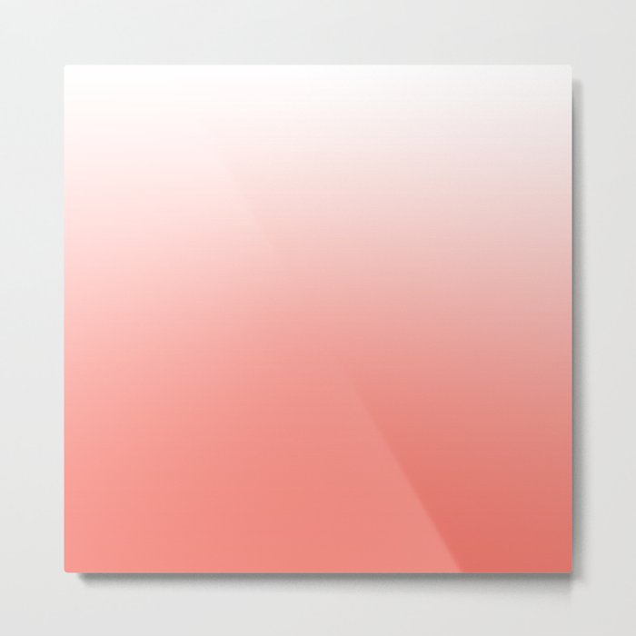 Living Coral Ombre - Coral and White Metal Print