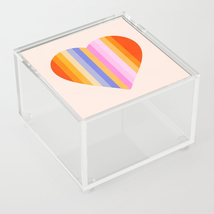 Retro Rainbow Heart Acrylic Box
