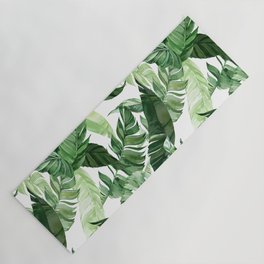 Green leaf watercolor pattern Yoga Mat