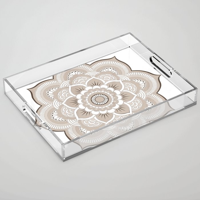 Beige & White Mandala Acrylic Tray