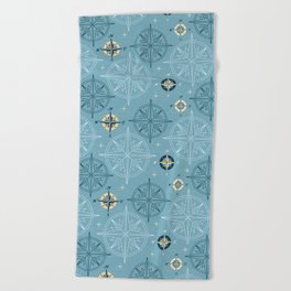 Travel by Compass - Nautical Blue Beach Towel