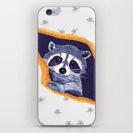Peeking Raccoons #2 White Pallet - iPhone Skin