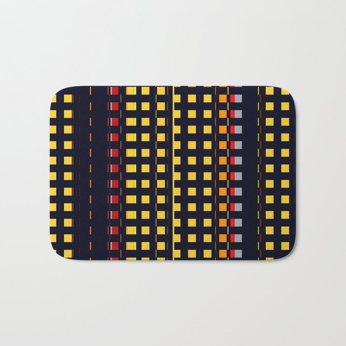 Modern Checkered yellow black Bath Mat by moveart Society6