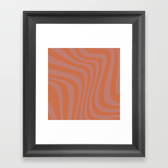 Wavy Pattern Retro Abstract Modern Terracotta Framed Art Print