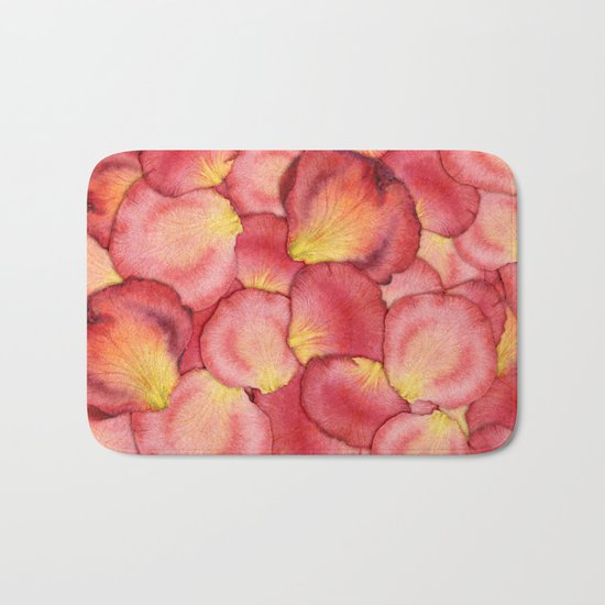 Pink Rose Petal Pattern Bath Mat
