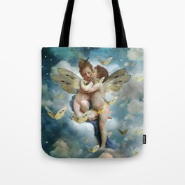 "Angels in love in heaven with butterflies" Tote Bag