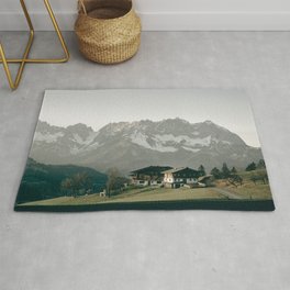 House with Mountain View | Landscape Photography Alps | Print Art Rug