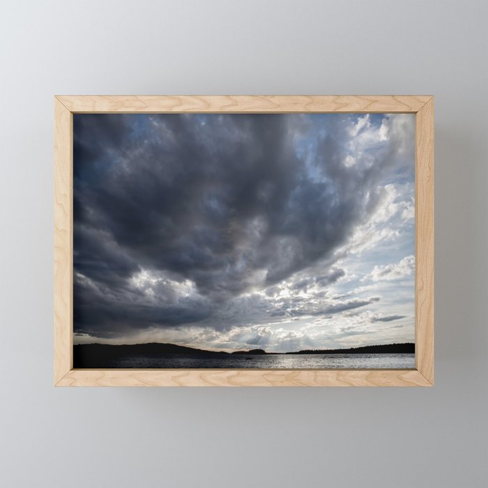 Dark Clouds Coming Over Lake In Scandinavia #decor #society6 #buyart Framed Mini Art Print