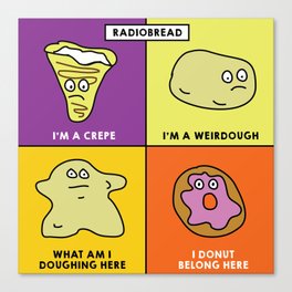Radiobread - Pun Radiohead Illustration. We love funny breakfast puns. Canvas Print