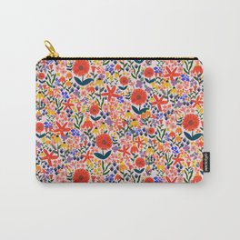 Mid-Century Vintage Modern Gouache Flower Carry-All Pouch