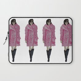 Fashion Illustration 'Kati' pink fluffy coat Laptop Sleeve