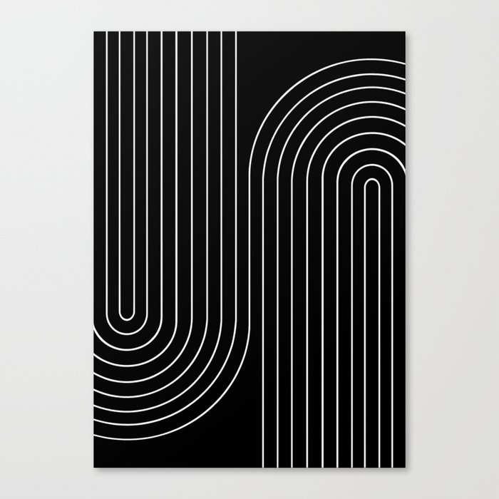 Minimal Line Curvature II Black and White Mid Century Modern Arch Abstract Canvas Print