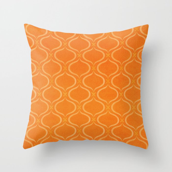 Mediterranean Terracotta Orange Print Throw Pillow
