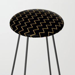 Gold And Black Zig-Zag Line Collection Counter Stool