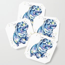 Hippo Colorful Watercolor Hippo Painting - Grace Coaster