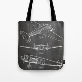 Lockheed Airplane Patent - Electra Aeroplane Art - Black Chalkboard Tote Bag