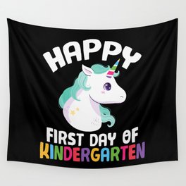 Happy First Day Of Kindergarten Unicorn Wall Tapestry