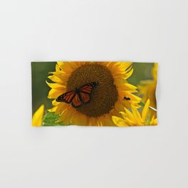 The butterfly the bee and the sunflower Hand & Bath Towel