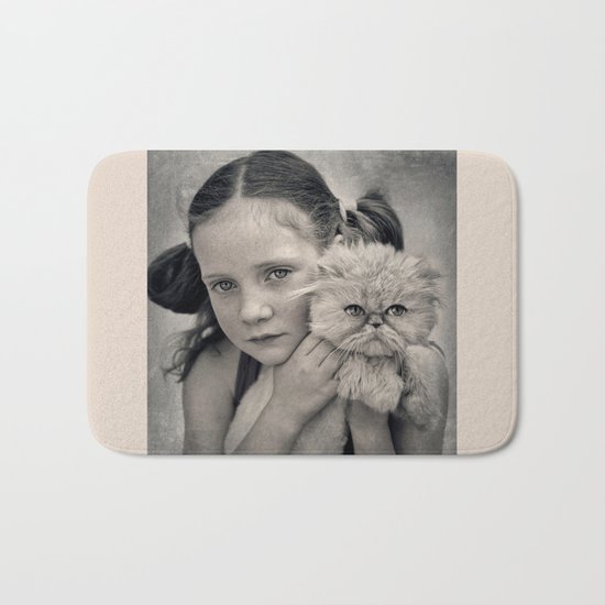 A Girl and her Cat Bath Mat