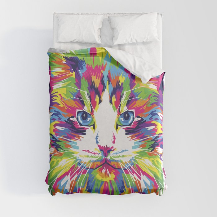 Abstract Cat Duvet Cover