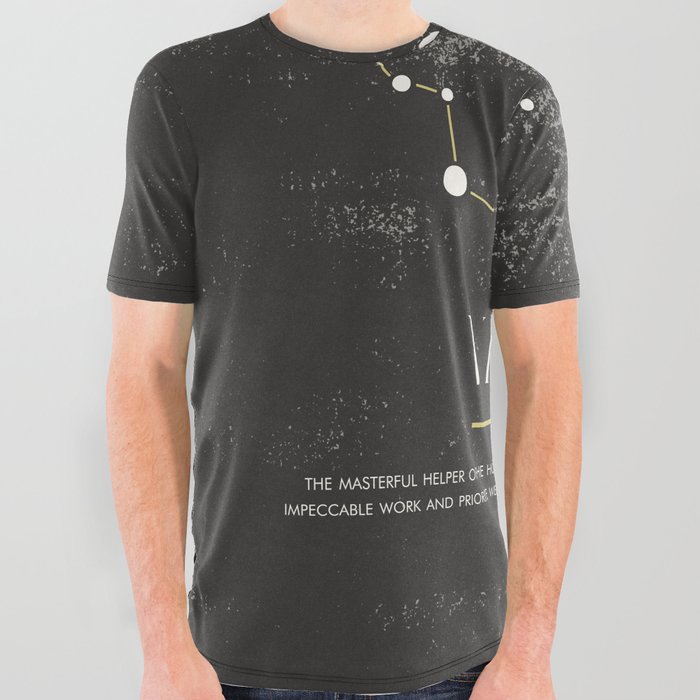 Virgo Zodiac Sign Constelation - Black and White Aesthetic - Grunge All Over Graphic Tee