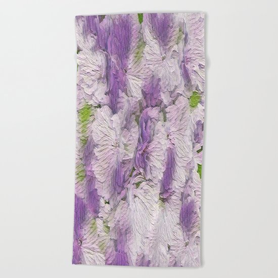 Purple - Lavender Fluffy Floral Abstract Beach Towel