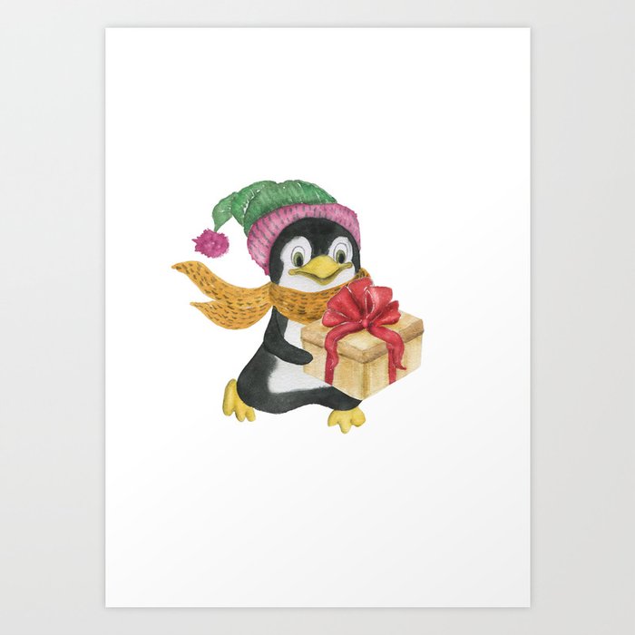 Watercolor Painting Cartoon Penguin Art Print By Ramika Society6