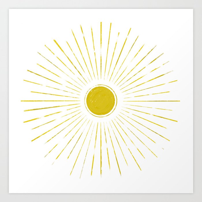 Gold sun rays Art Print