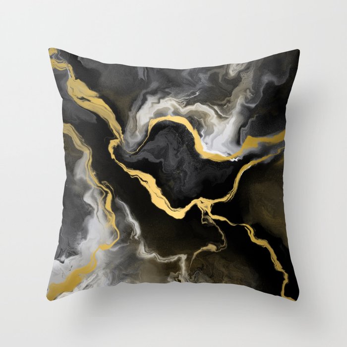Gold mine marble Throw Pillow