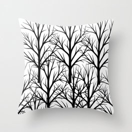 Winter Snow white silhouette nature wild forest and tree  Throw Pillow