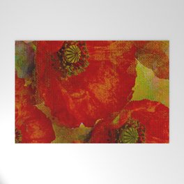 Poppies red & orange Welcome Mat
